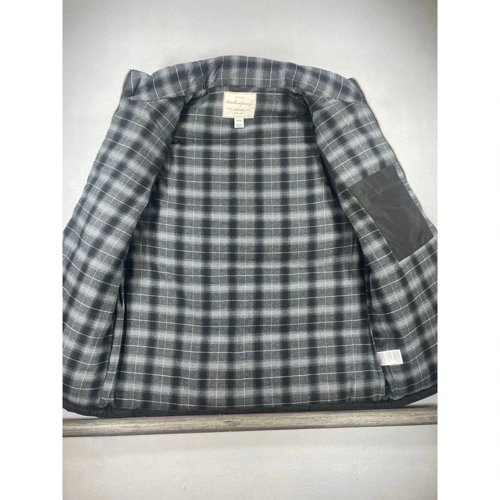 NWT Weatherproof Vintage Mens Black Puffer Vest Flannel Lined Medium